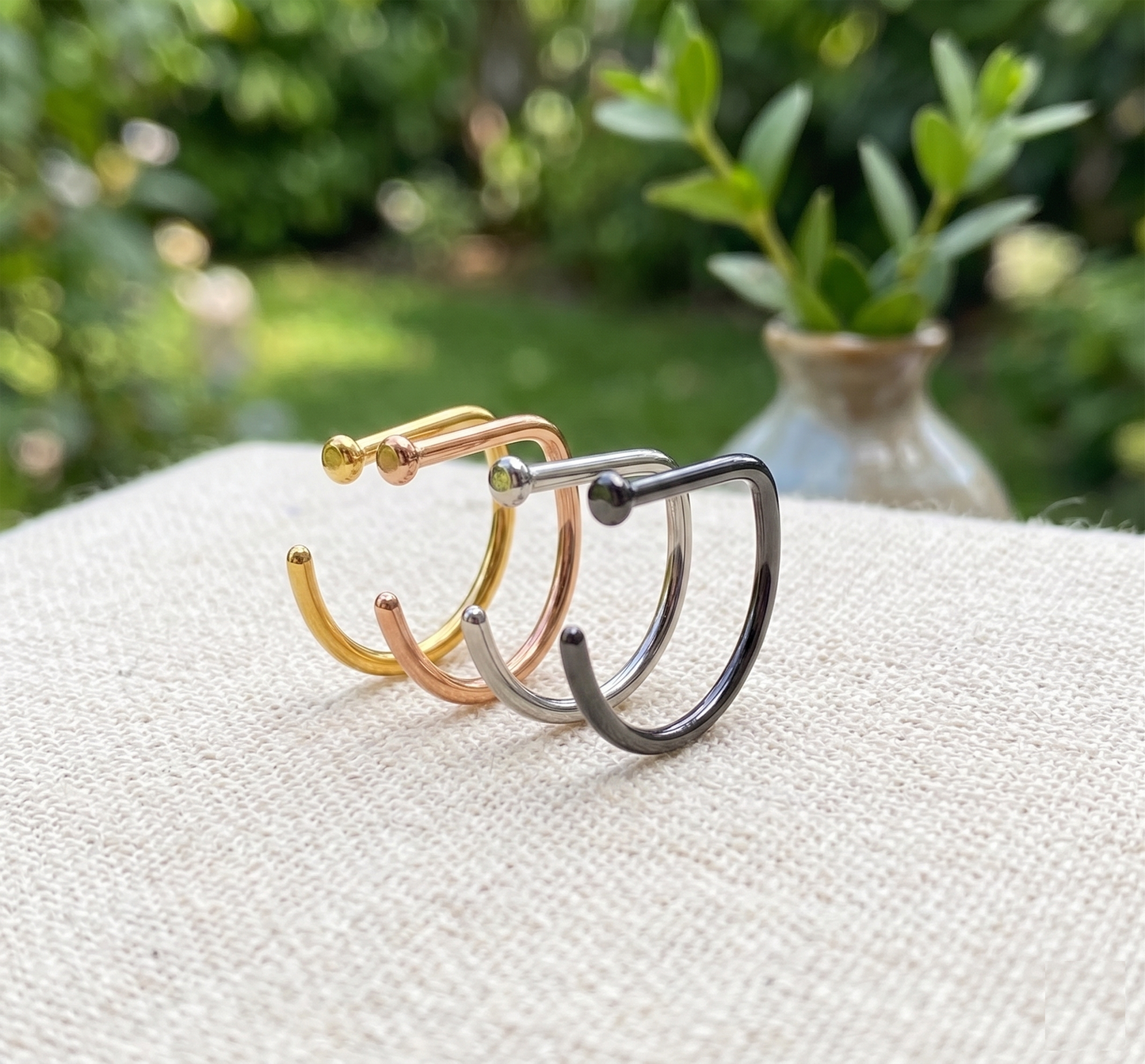 Titanium D-Shape Nose Hoop Ring 18G 20G