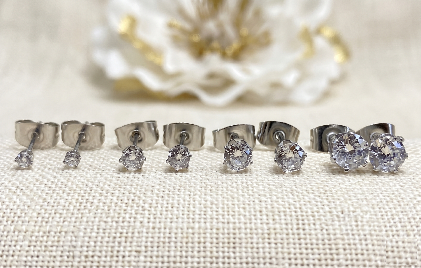 Surgical Steel Clear CZ Stud Earrings