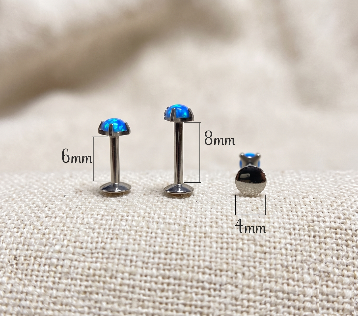 Titanium Blue Opal Threaded Labret Stud 16G
