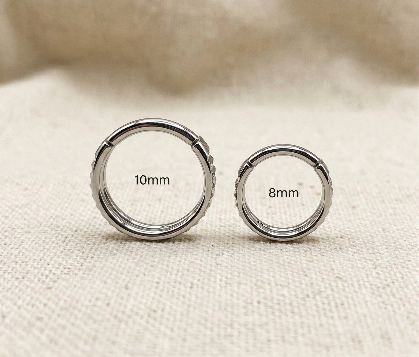 Surgical Steel double lined pyramid cut hinged clicker hoop 16G