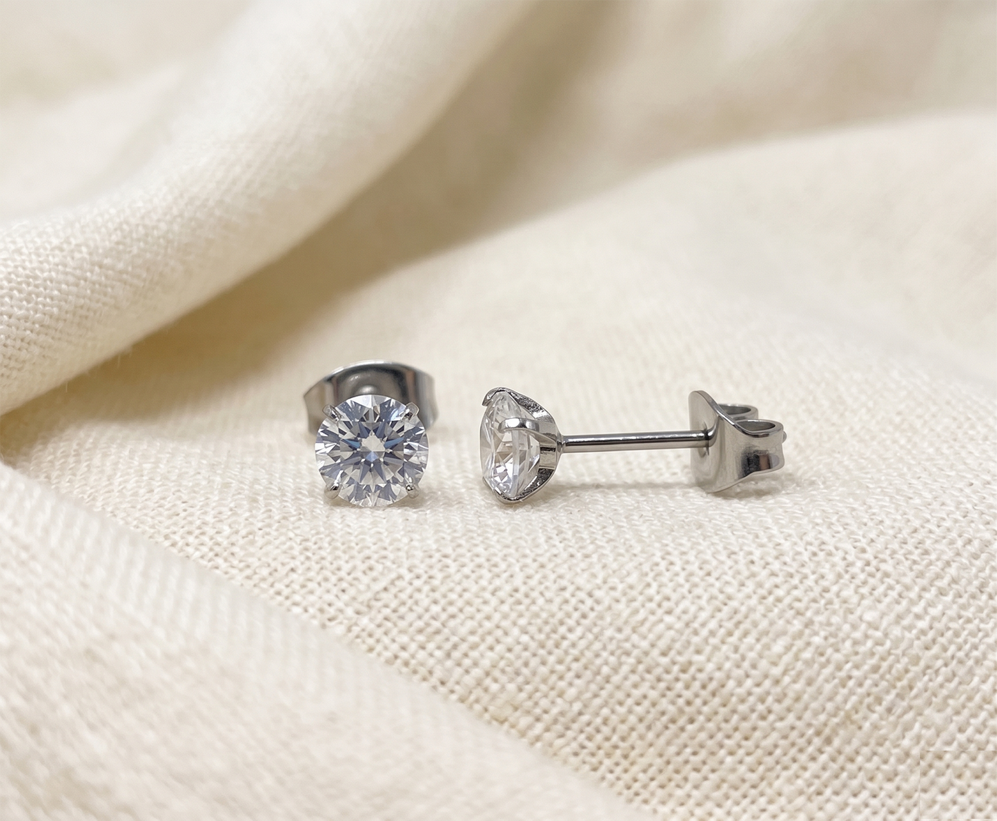 Titanium Clear CZ Stud Earrings