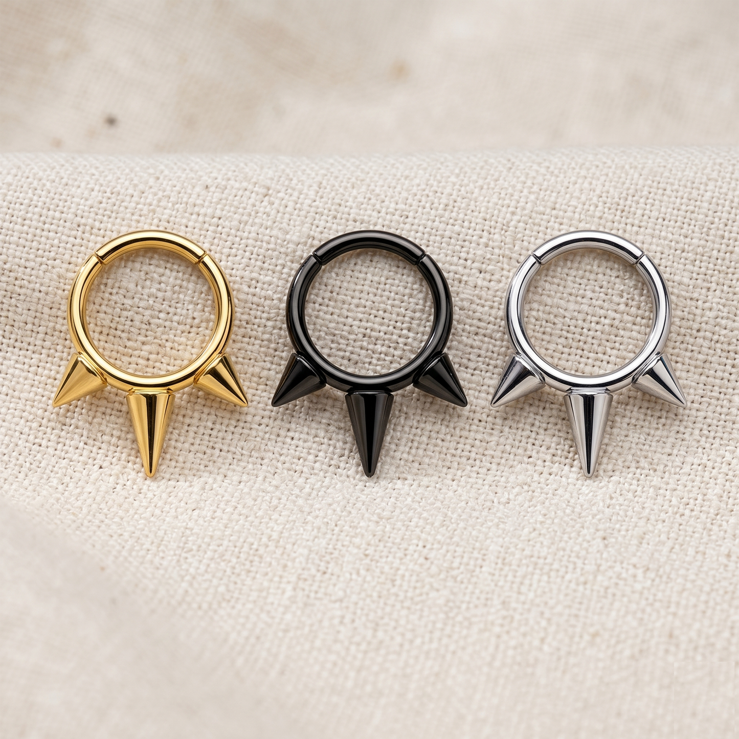 Titanium Spike Hinged Clicker Hoop 16G