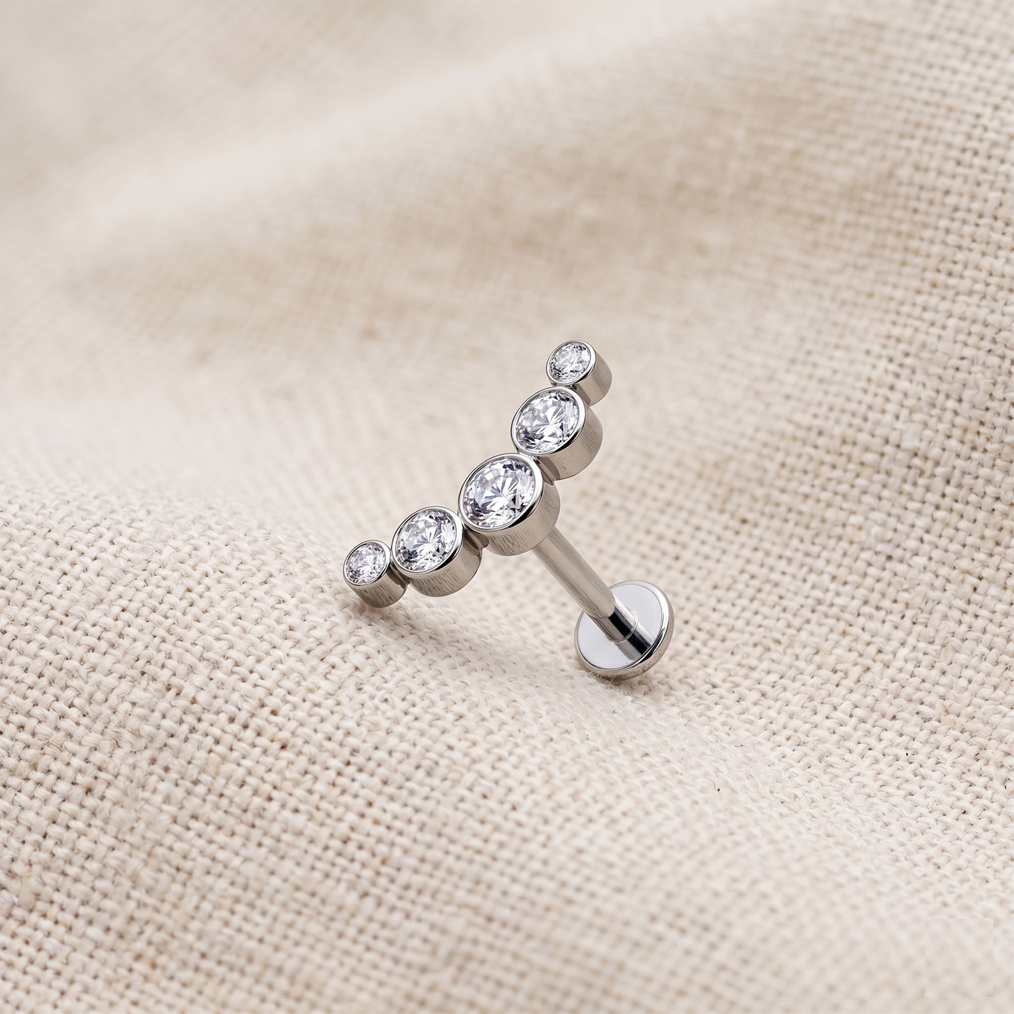 Surgical Steel Curved CZ Threaded Labret 16G