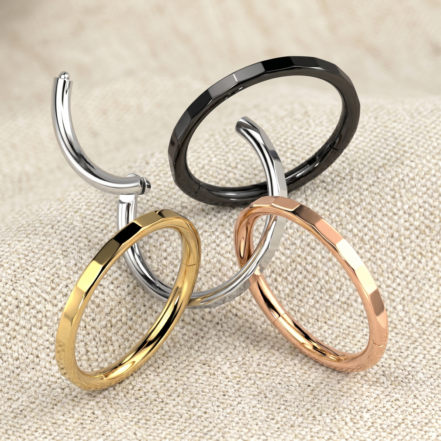 Titanium Faceted Hinged Clicker Hoop