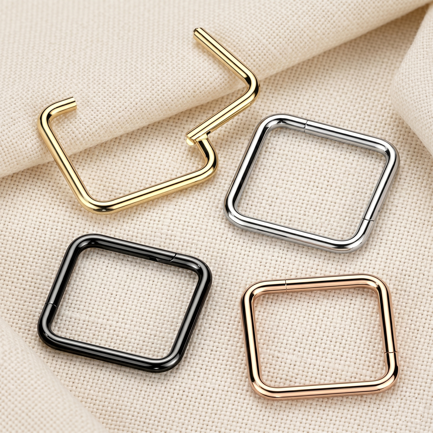 Titanium Square Hinged Segment Hoop Ring 16G 18G