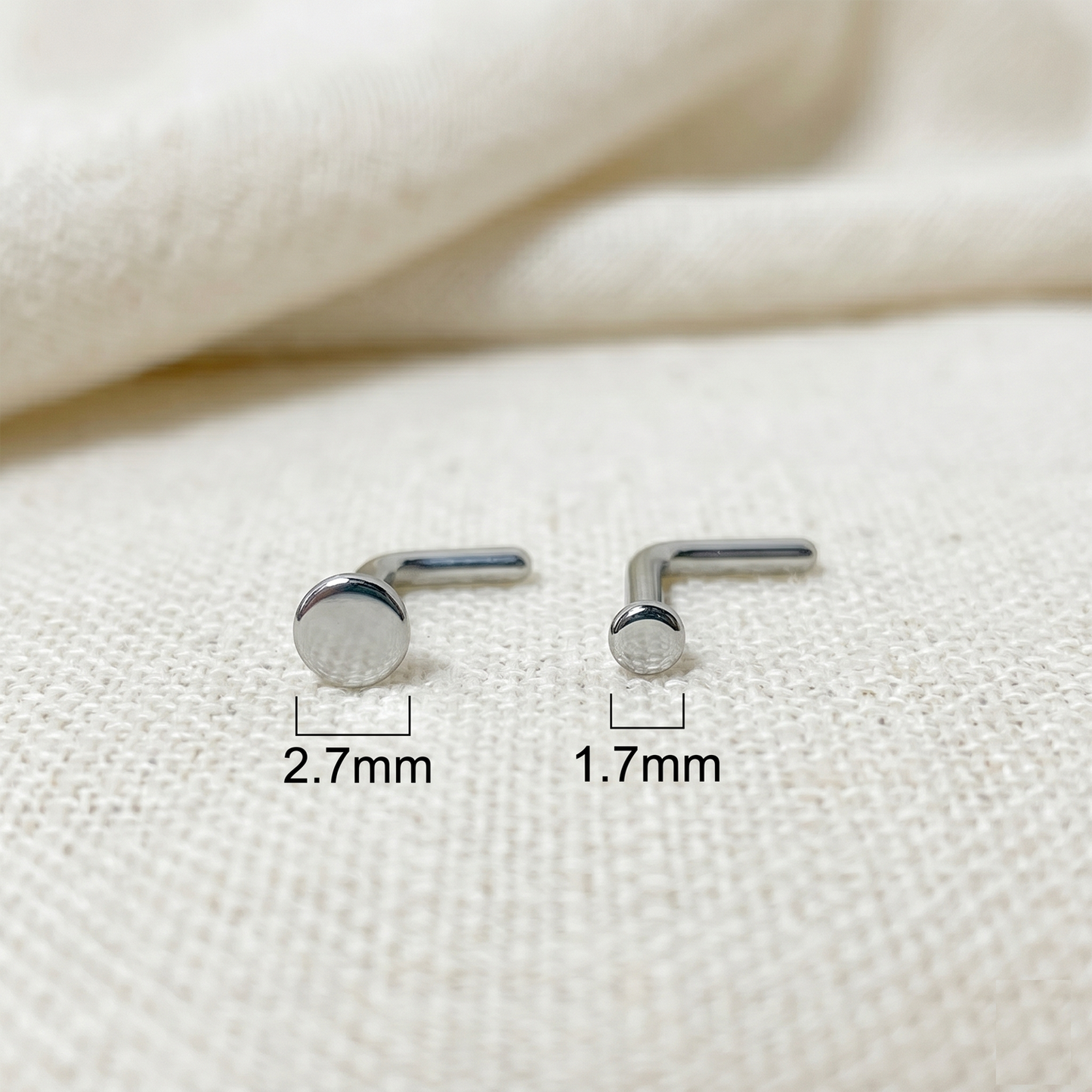 Titanium Round Disc L-Bend Nose Ring