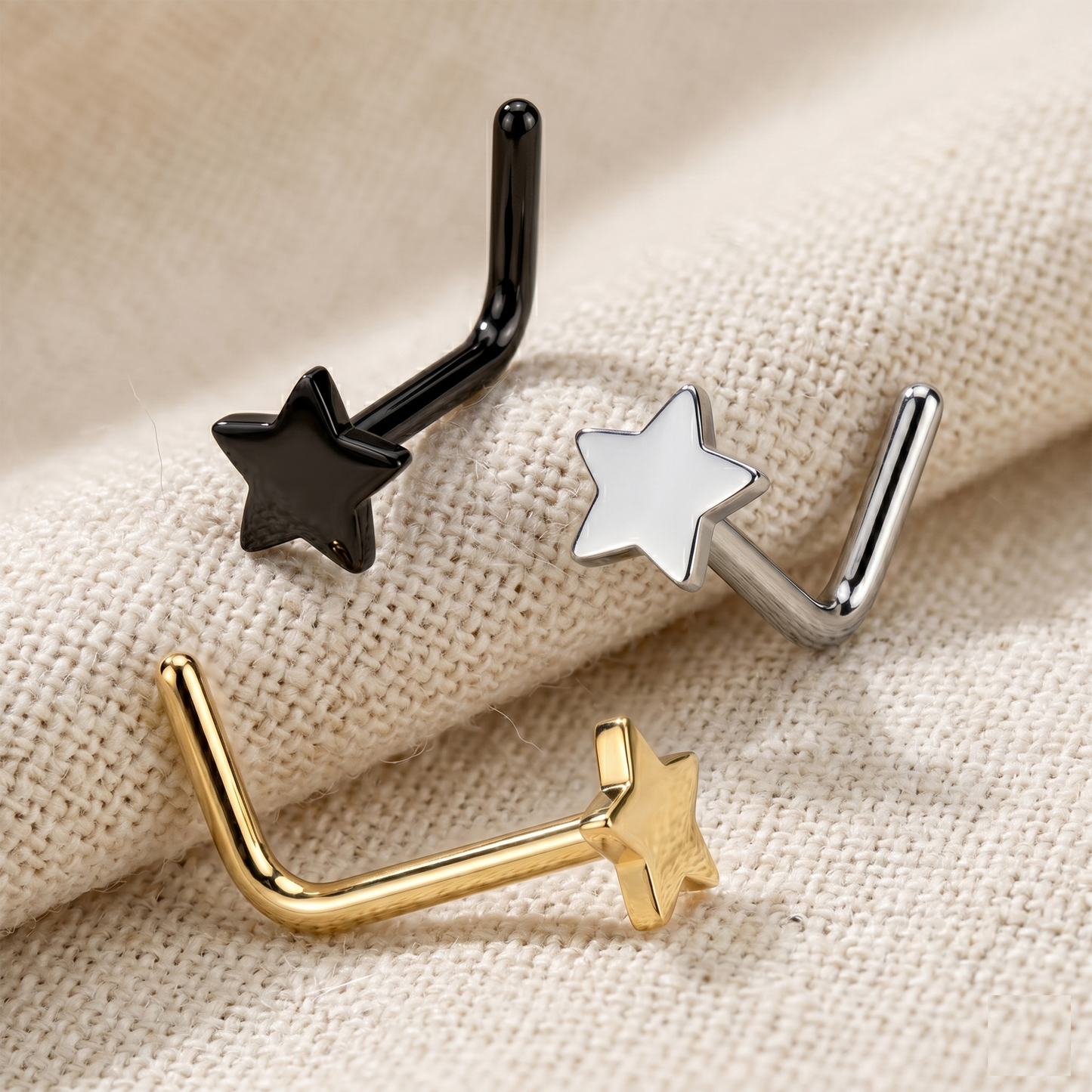 Titanium Star Top L-Bend Nose Ring
