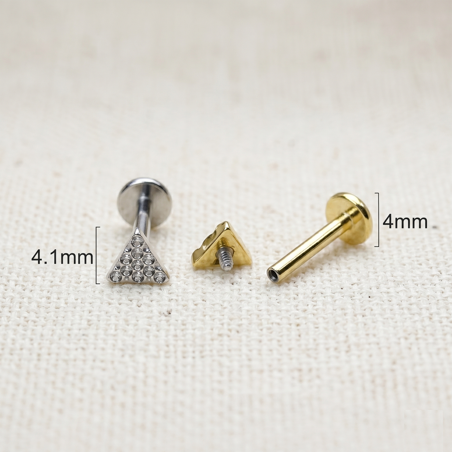Titanium Beaded Triangle Threaded Stud 16G
