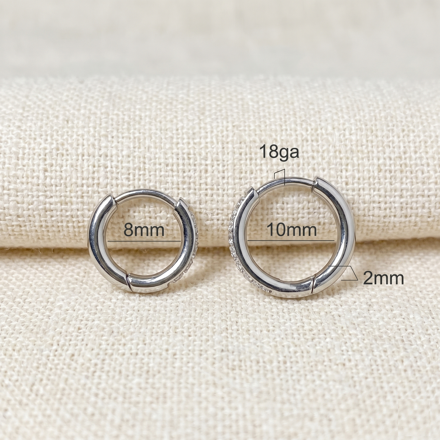 Titanium CZ Huggie Hoop Earrings