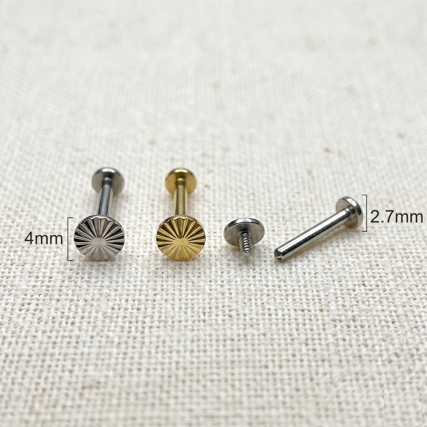 Titanium Diamond-Cut Round Ball Threaded Labret 16G