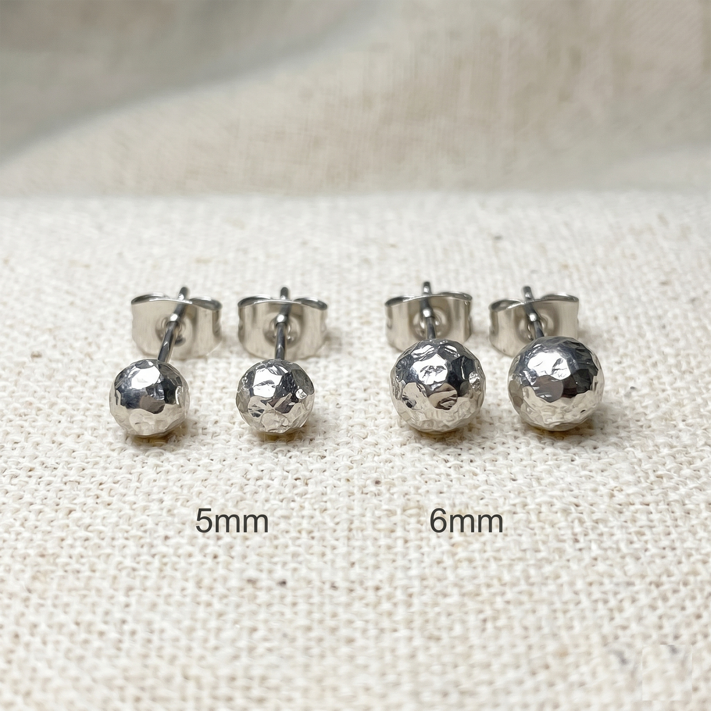 Surgical Steel Hammered Ball Stud Earrings 20G
