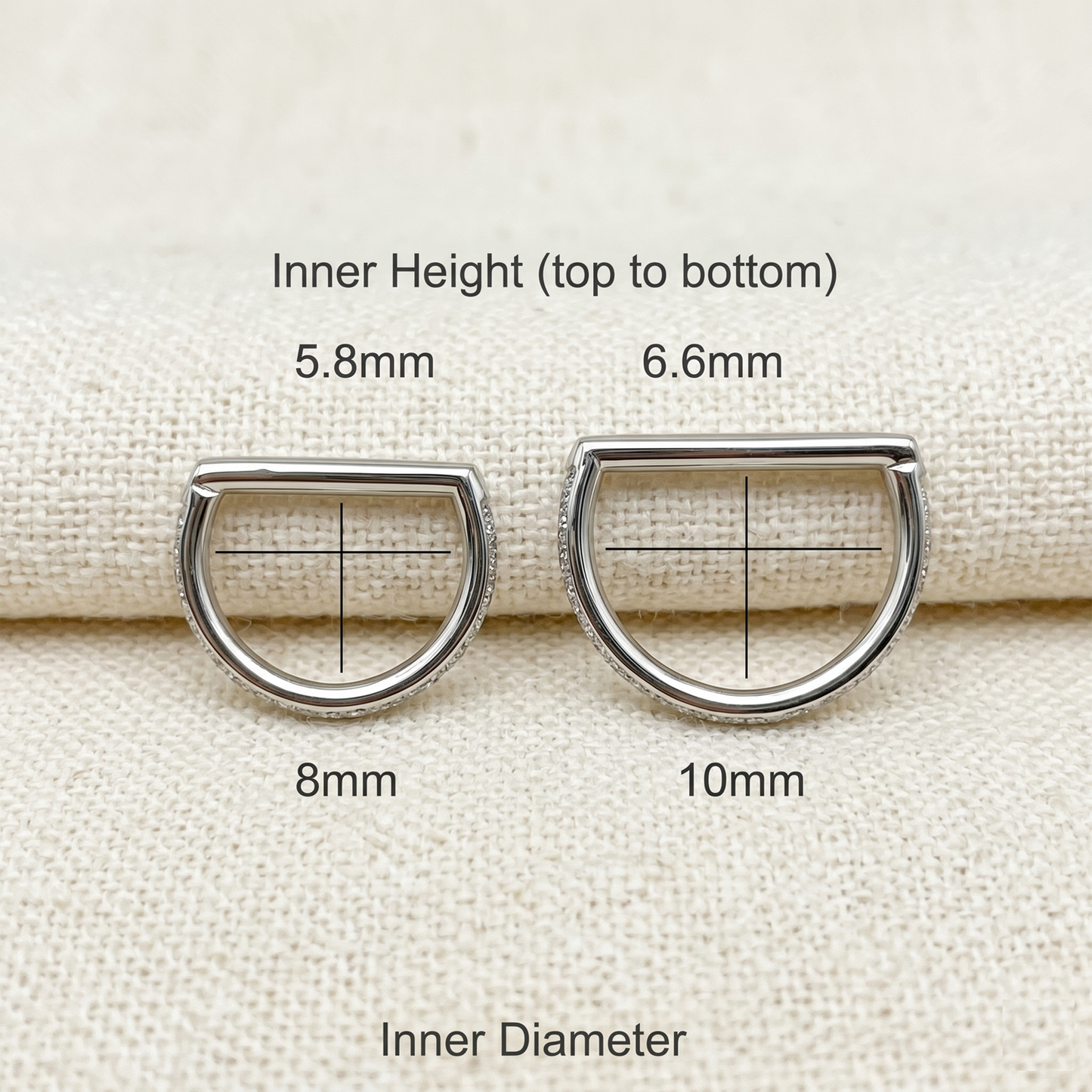 Titanium D-Shaped CZ Outside Hinged Hoop 16G