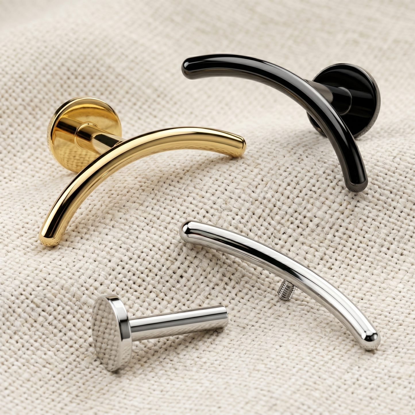 Titanium Curved Bar Threaded Labret 16G