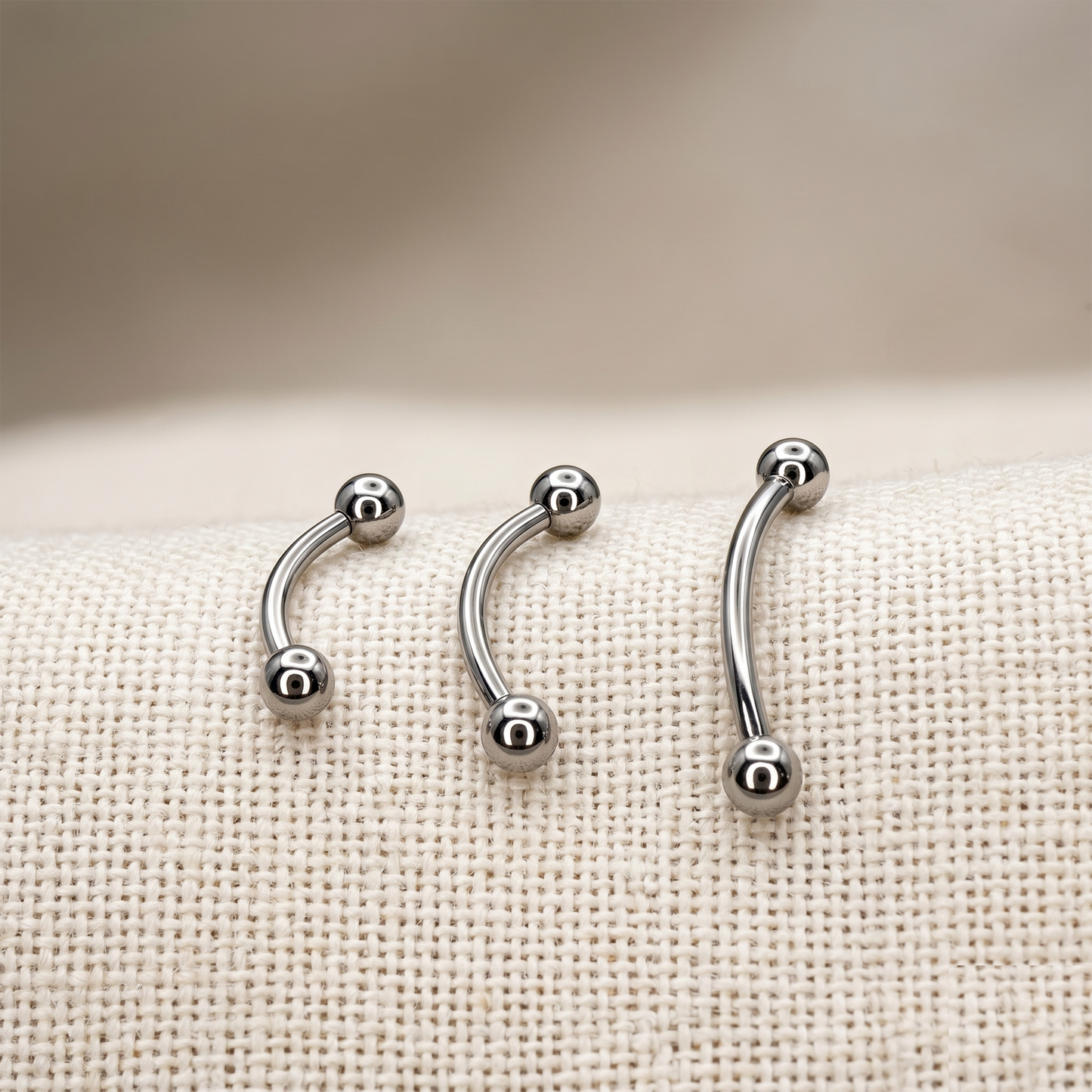 Titanium Threadless Curved Barbell 14G 16G