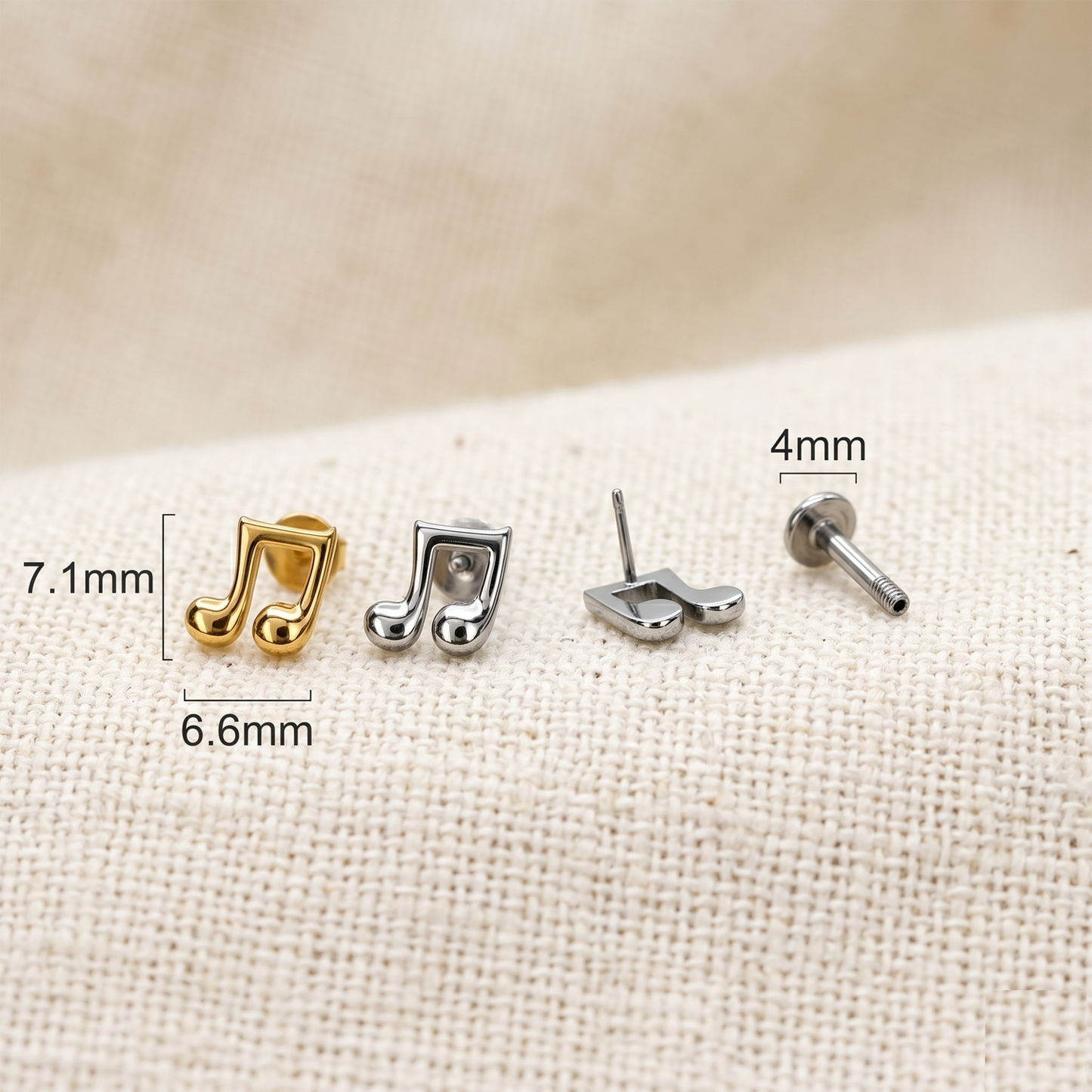 Titanium Threadless Music Note Top Stud