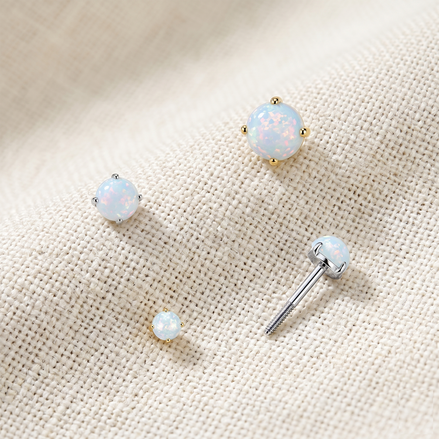 Titanium Prong Set Opal Threadless Top