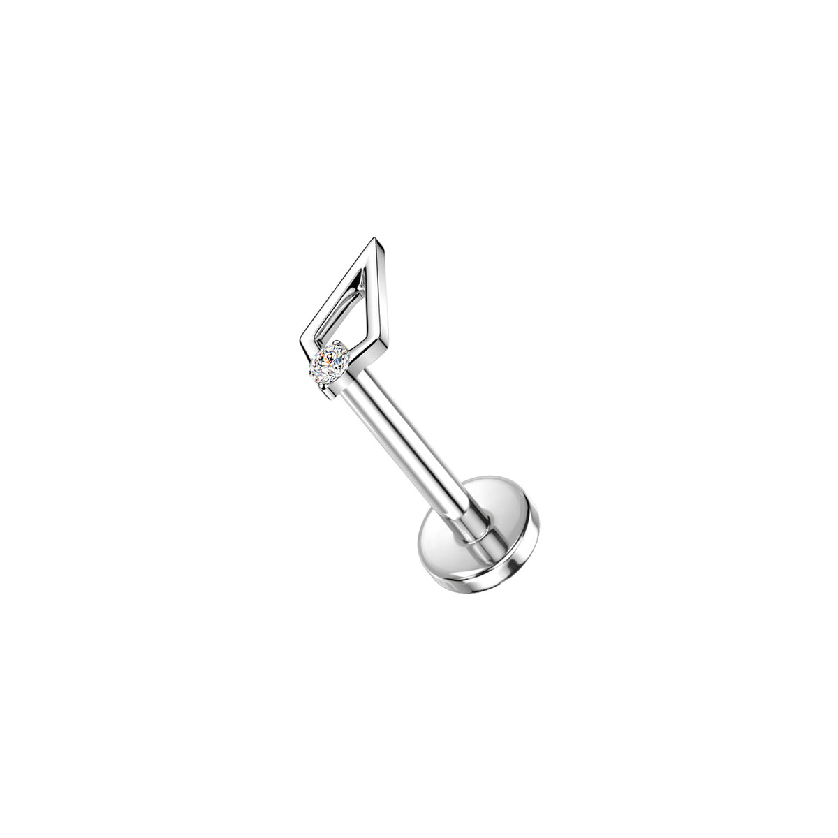 Titanium Open Spear CZ Threadless Flat Back Stud