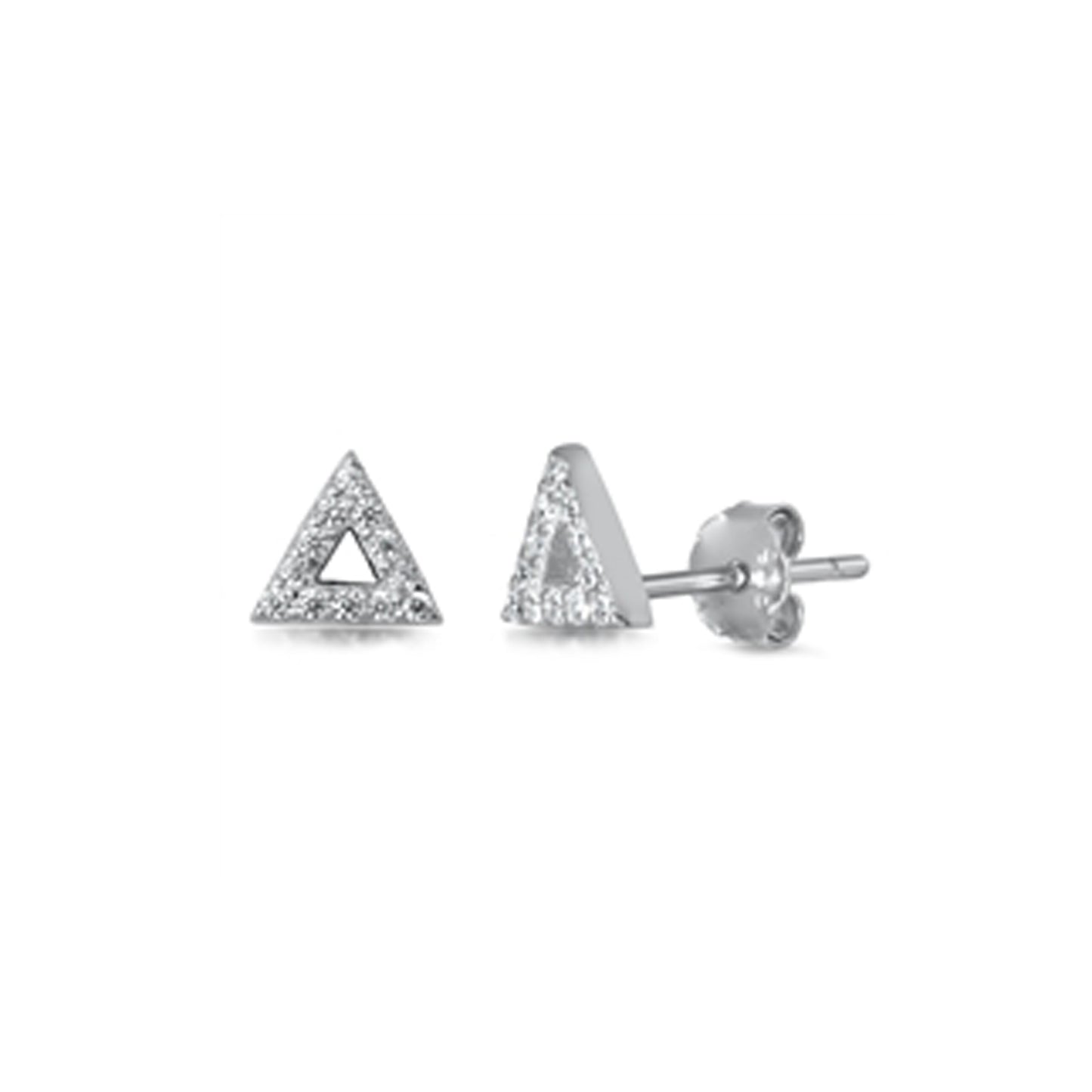 ✨ 925 Silver CZ Triangle Stud Earrings