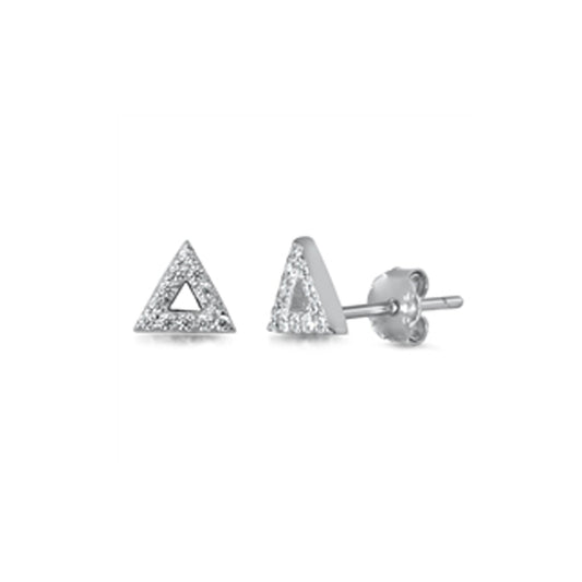 ✨ 925 Silver CZ Triangle Stud Earrings