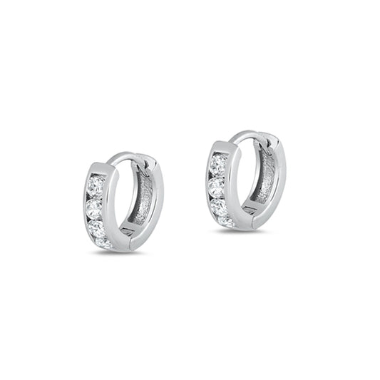 ✨ 925 Silver CZ Huggie Hoop Earrings