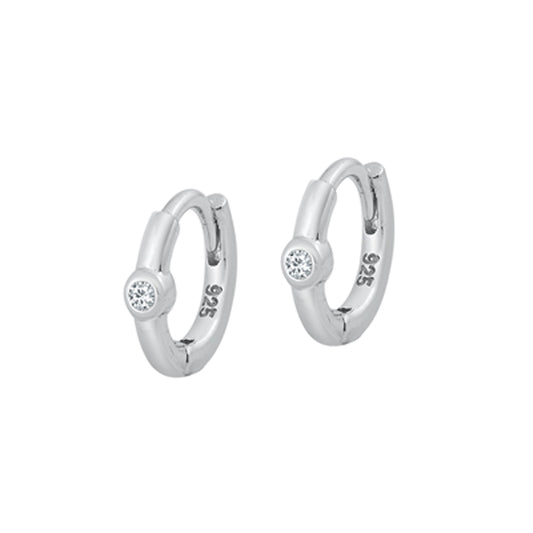 ✨ 925 Silver CZ Huggie Hoop Earrings