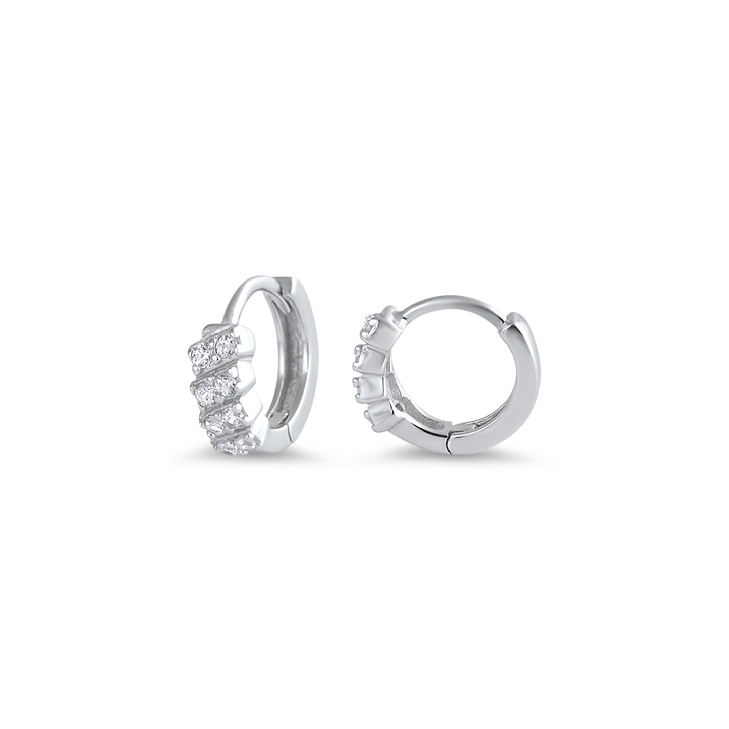 ✨ 925 Silver CZ Huggie Hoop Earrings