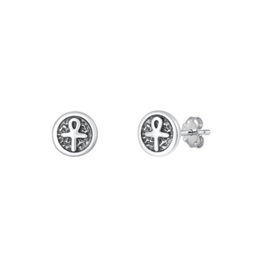 ✨ 925 Silver Ankh Stud Earrings
