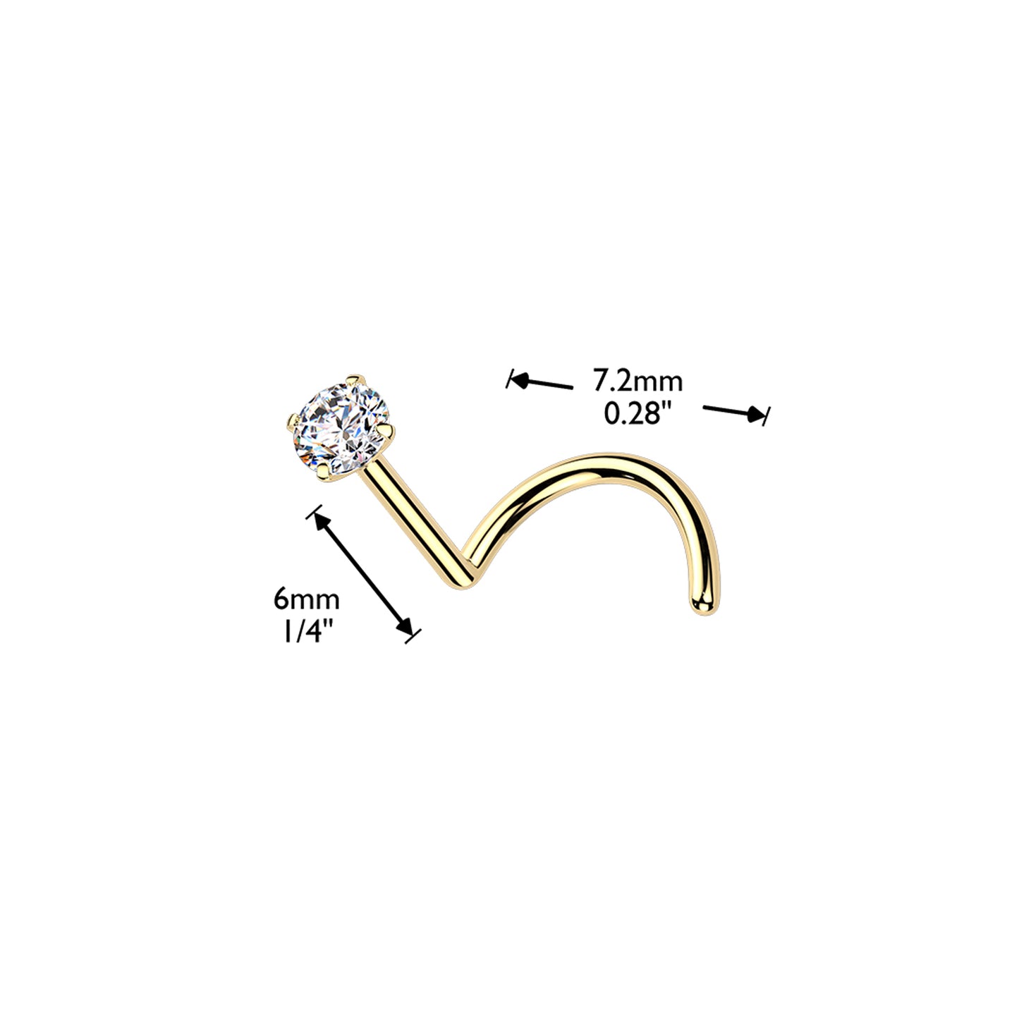 24K Gold Titanium Nose Screw Ring Moissanite Stone