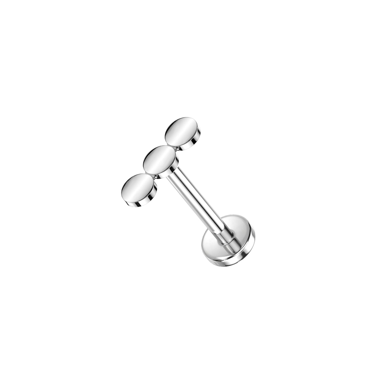✨ Titanium Threadless Push In Triple Flat Round Top Top Labret Stud