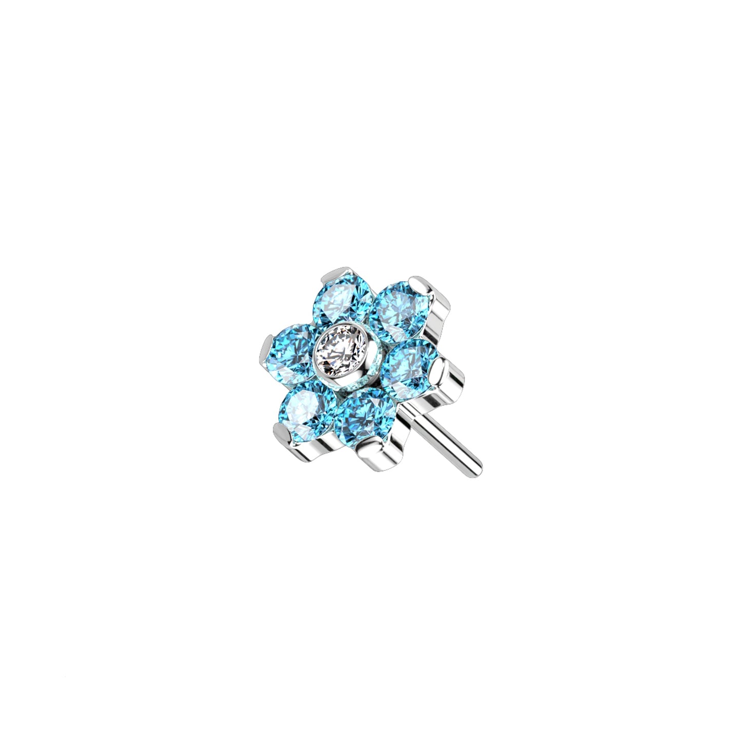 ✨ Titanium Flower CZ Threadless Top