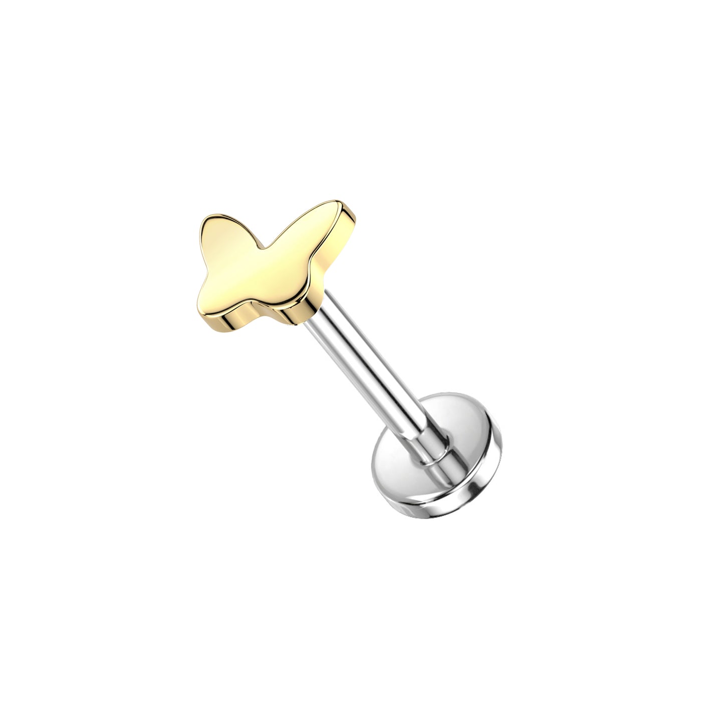 ✨ Titanium Threadless Push In Butterfly Top Labret Bar Stud
