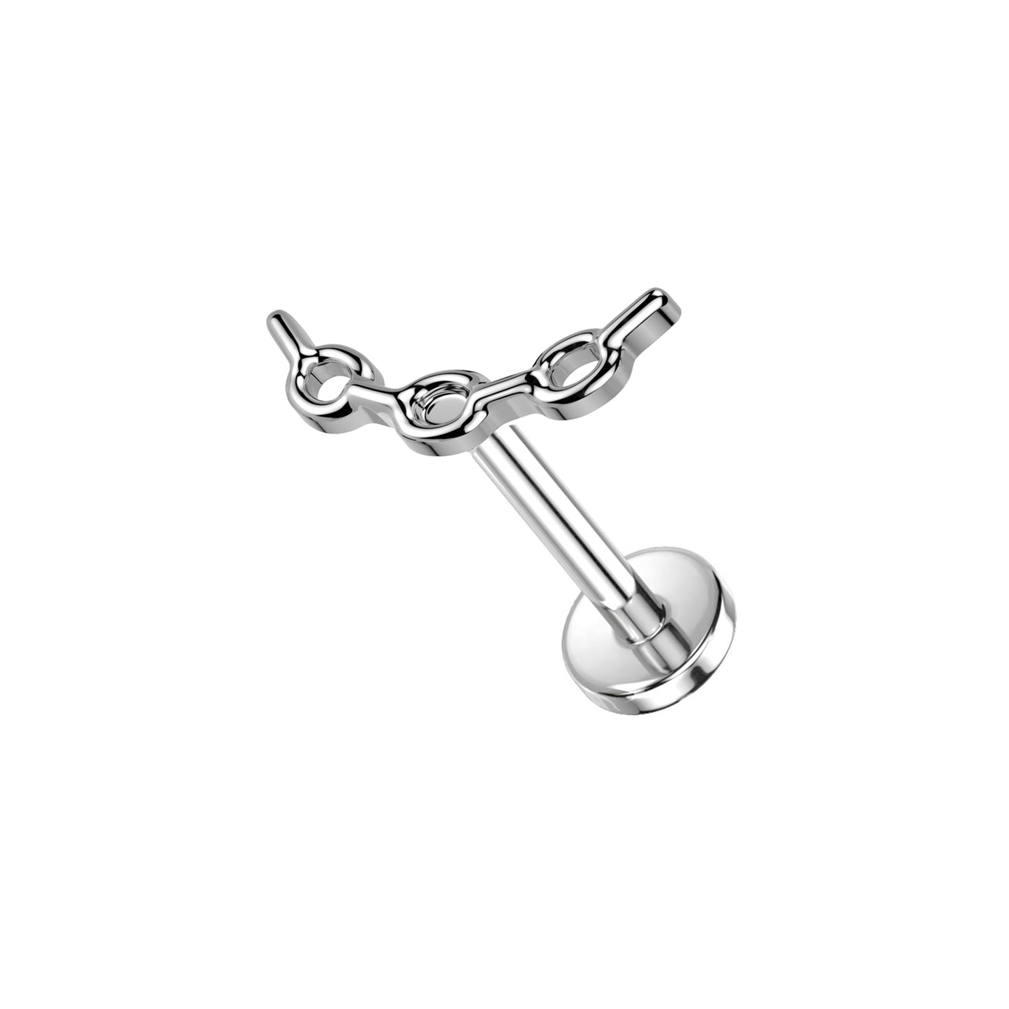 ✨ Titanium Threadless Push In Curved Chain Link Top Labret Bar Stud