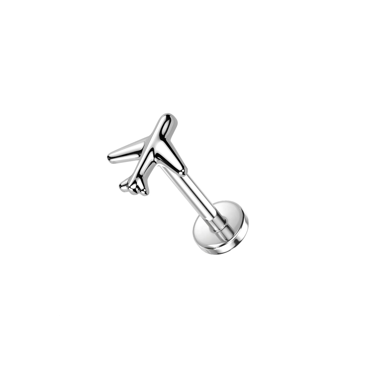 ✨ Titanium Threadless Push In Airplane Top Labret Bar Stud