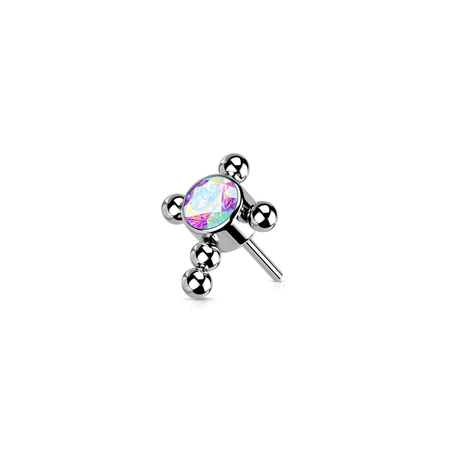 ✨ Titanium Beaded Cross with CZ Threadless Top