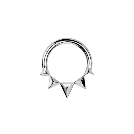 ✨ 316L Surgical Steel Pyramid Hinged Segment Hoop Clicker Ring 16G 8mm