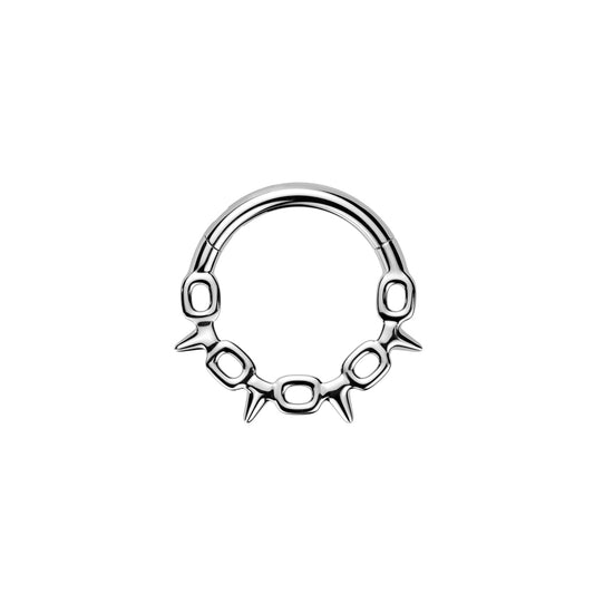 ✨ 316L Surgical Steel Chain Link with Spike Hinged Segment Hoop Clicker Ring 16G 8mm