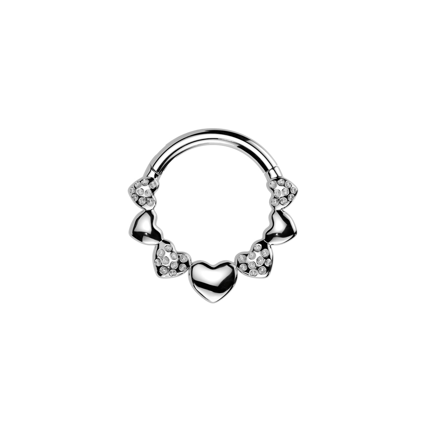 ✨ 316L Surgical Steel Hearts Hinged Segment Hoop Clicker Ring 16G 8mm