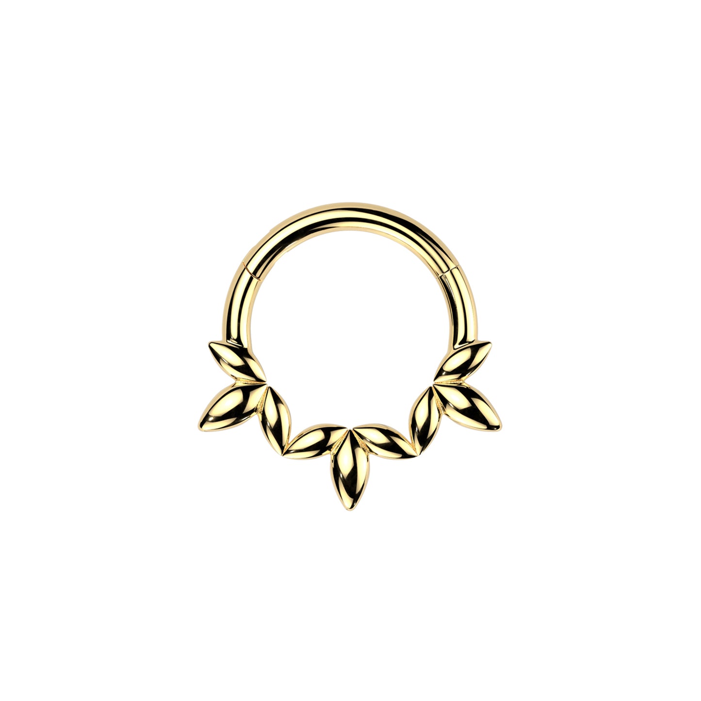 ✨ 316L Surgical Steel Leaf Vine Hinged Segment Hoop Clicker Ring 16G 8mm