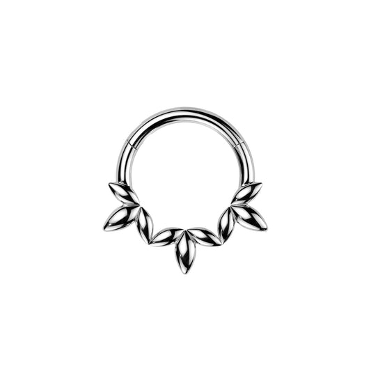 ✨ 316L Surgical Steel Leaf Vine Hinged Segment Hoop Clicker Ring 16G 8mm