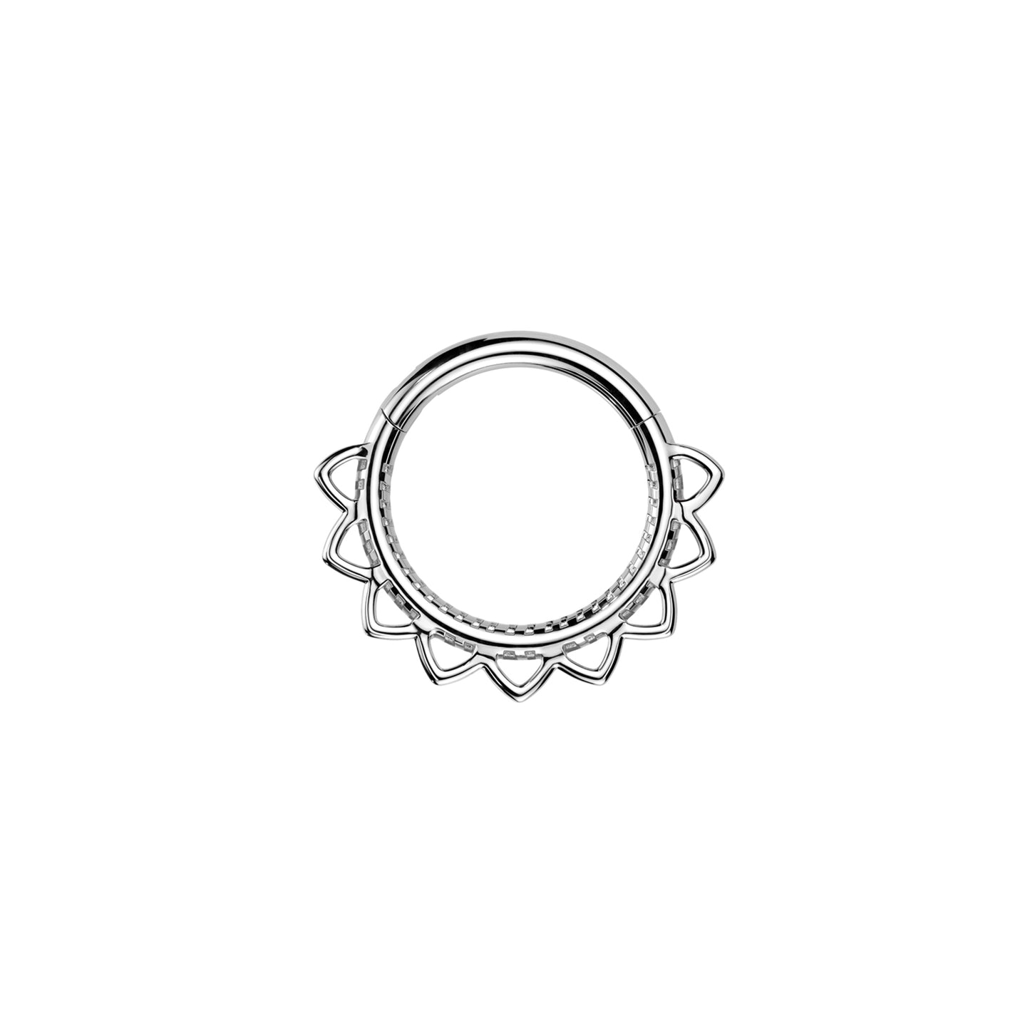 ✨ 316L Surgical Steel Heart Filigree Hinged Segment Hoop Clicker Ring 16G 8mm