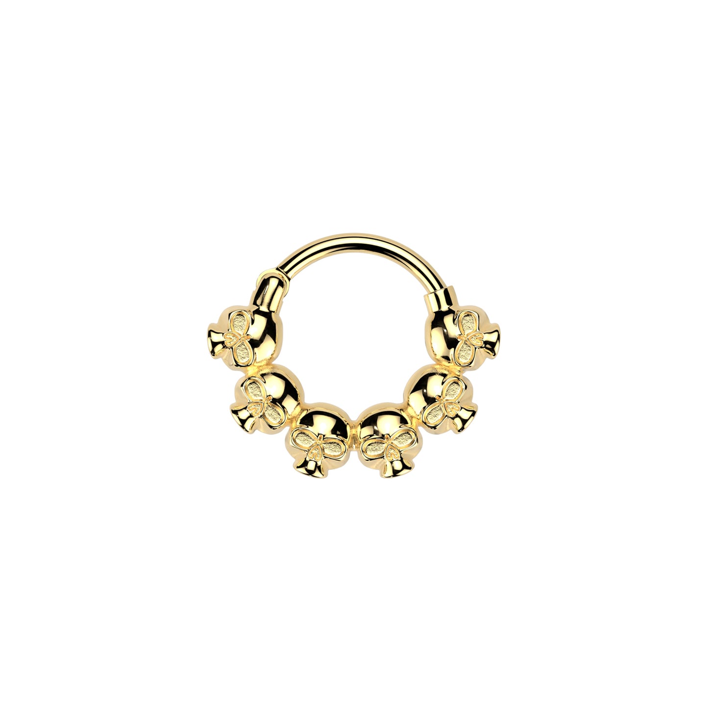 ✨ 316L Surgical Steel Skull Hinged Segment Hoop Clicker Ring 16G