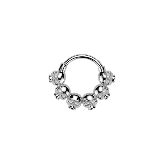 ✨ 316L Surgical Steel Skull Hinged Segment Hoop Clicker Ring 16G