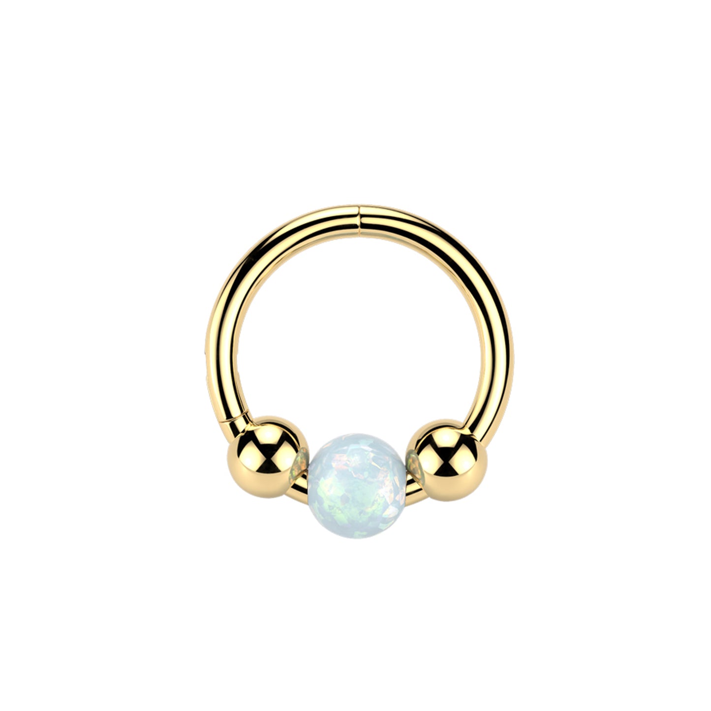 ✨ 18G 316L Surgical Steel Opal Ball Hinged Segment Hoop Ring • Sold as Single