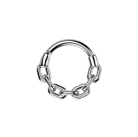 ✨ 16G 316L Surgical Steel Hinged Segment Hoop Ring with Chain Link Design