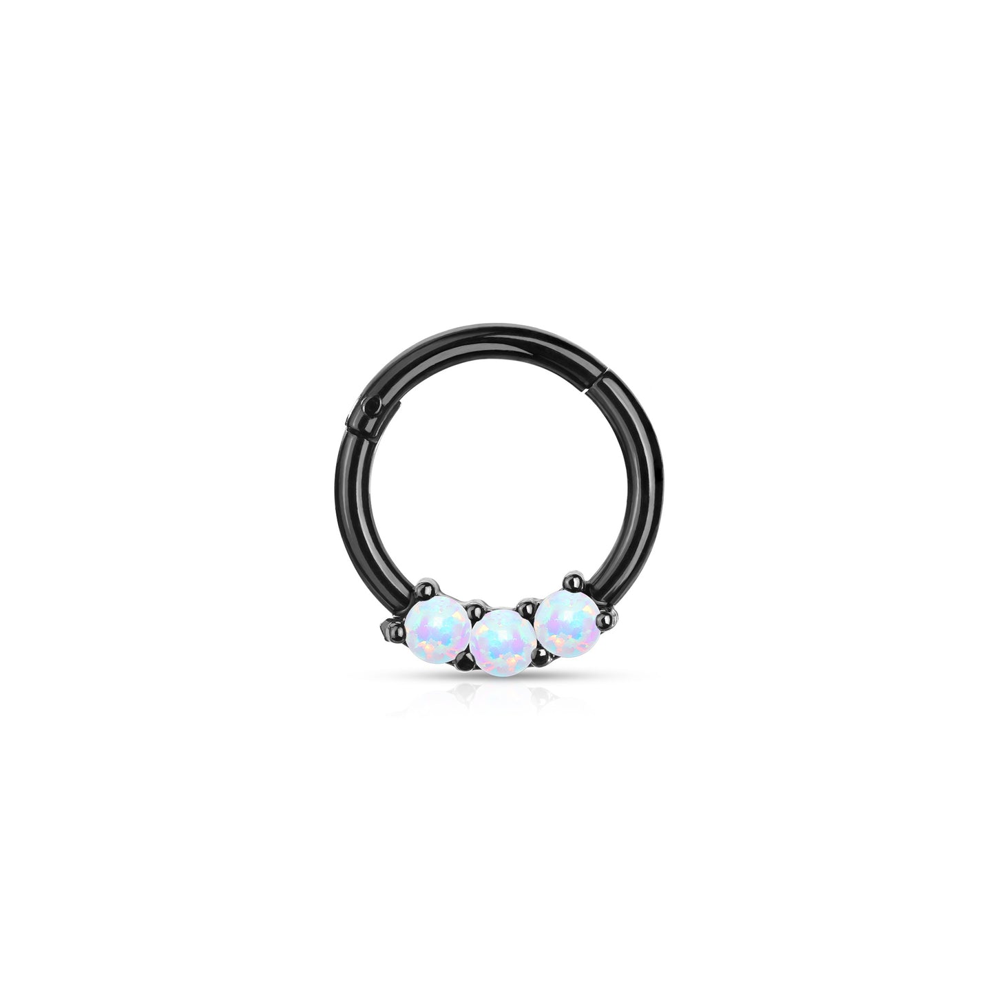 ✨ 16G Surgical Steel 3-Opal Set Solid Hinged Hoop