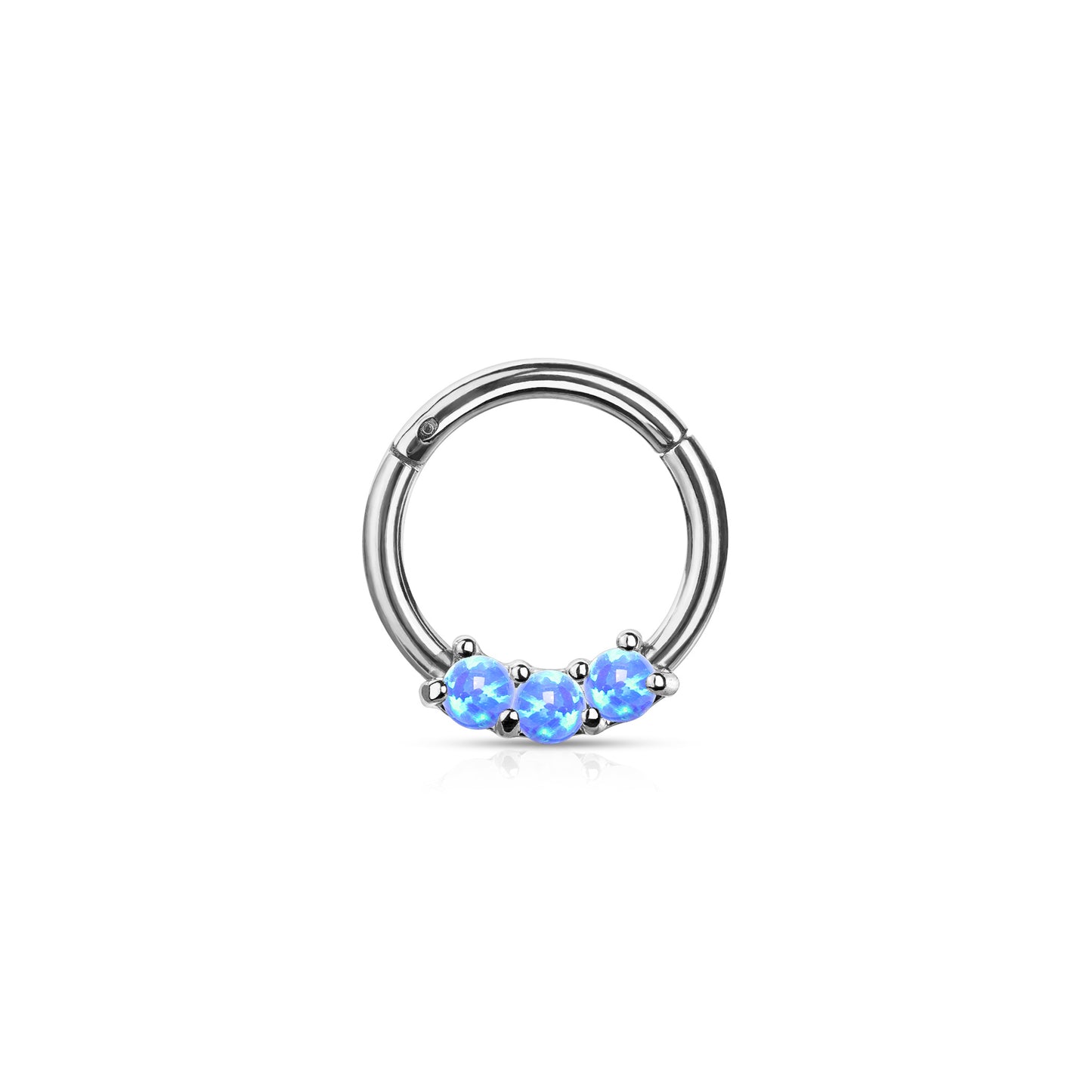 ✨ 16G Surgical Steel 3-Opal Set Solid Hinged Hoop