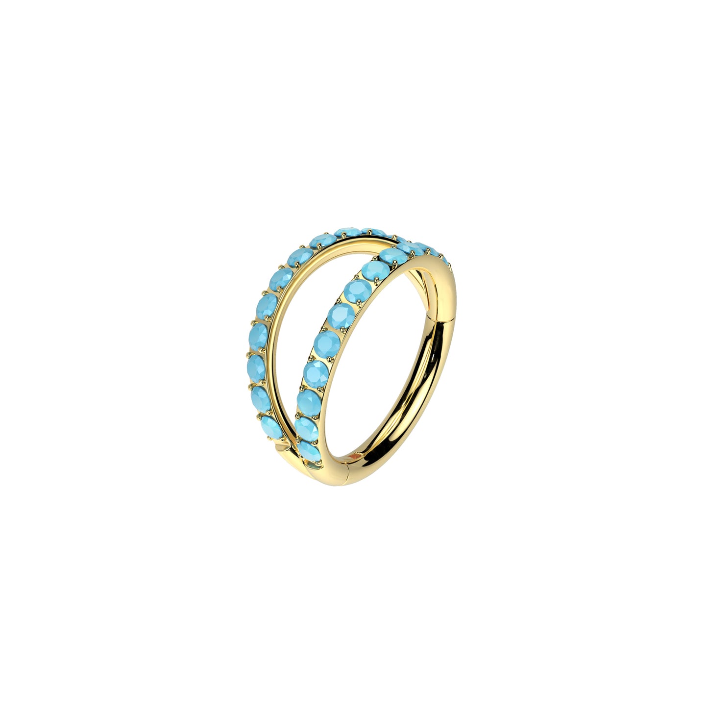 ✨ 16G Titanium Hinged Segment Double Hoop Ring with Turquoise