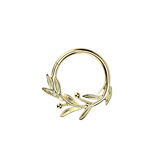 ✨ Titanium Leaf Branch Hinged Segment Hoop Ring