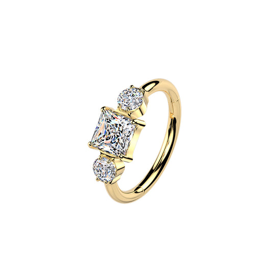 ✨ Titanium Hinge Hoop with Square and Round CZ