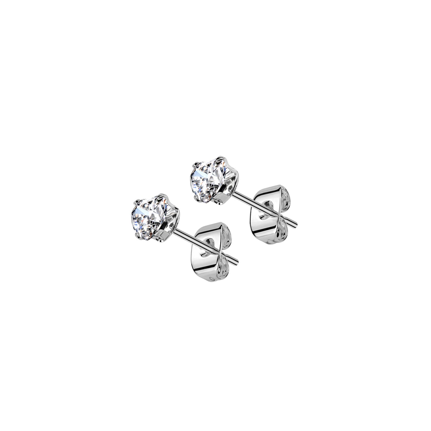 ✨ Surgical Steel Heart CZ with Prong Set Stud Earring